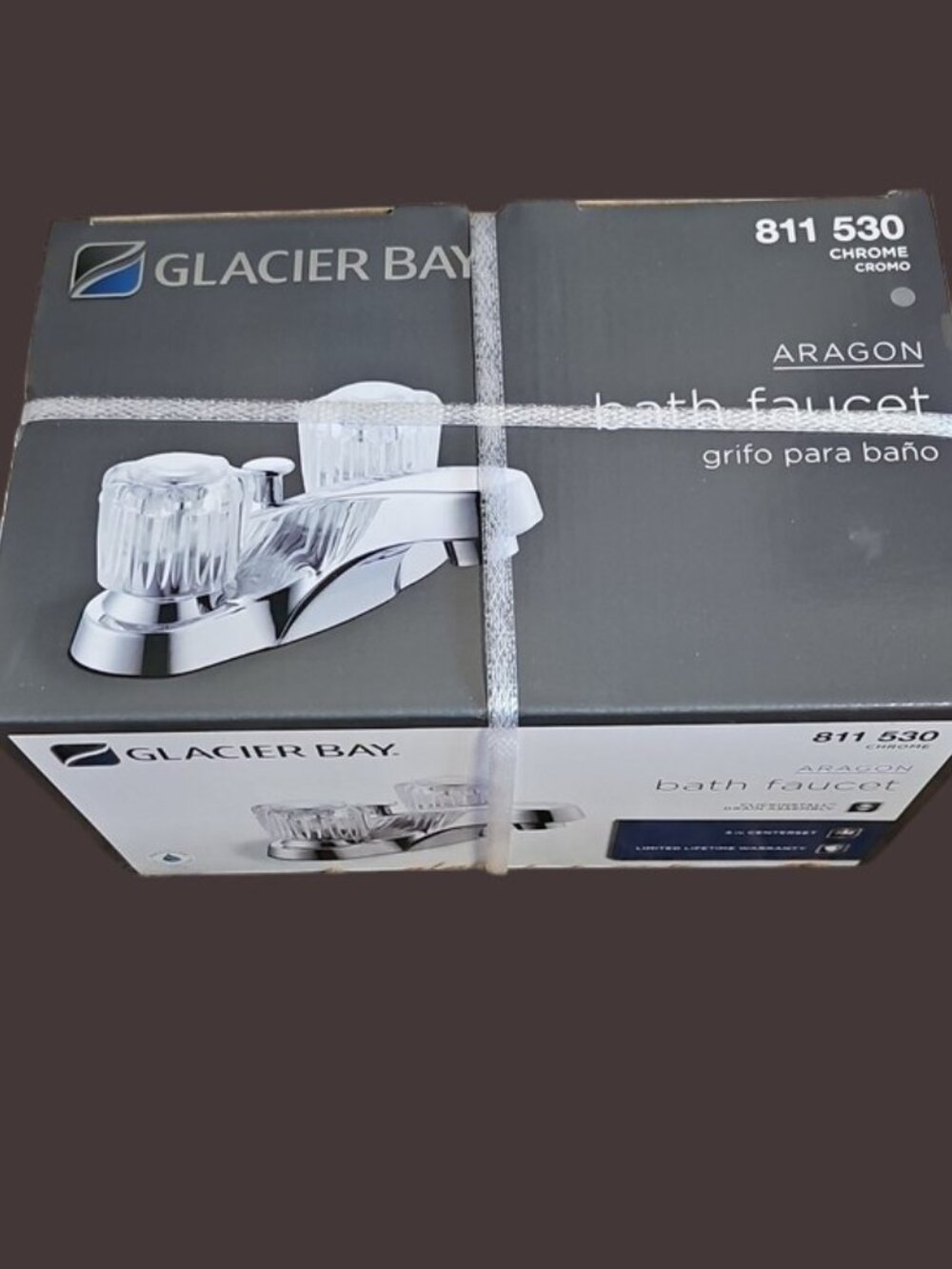 NEW  Glacier Bay Aragon 4” Centerset 2-Handle Bathroom Faucet Chrome 811 530